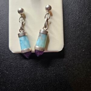 Elegant Silver and Purple Drop Earrings
